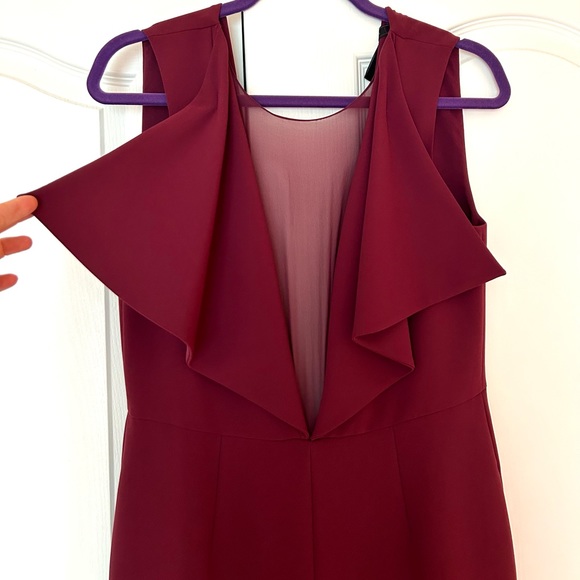 BCBGMAXAZRIA Sheer Paneled Wide Leg Jumpsuit